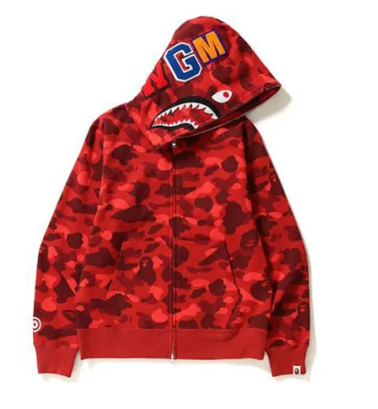Bape Color Camo Shark Full Zip Hoodie “Red”